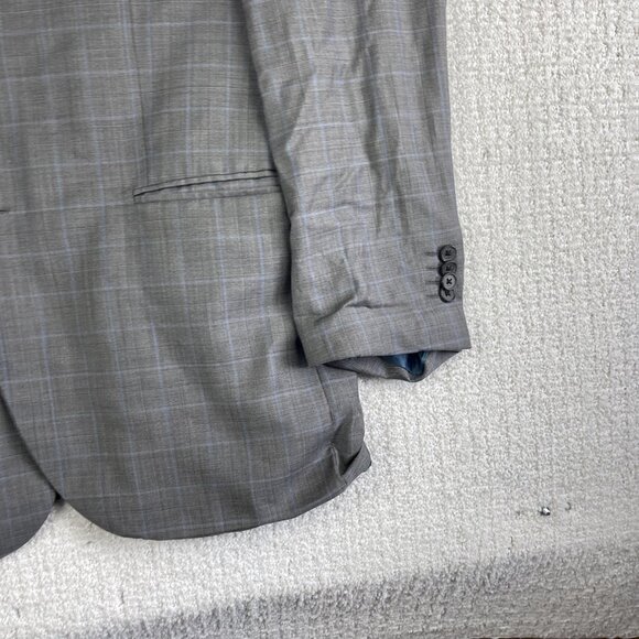 Arnold Brant Reda Super 120's Light Grey Blue Windowpane Blazer Jacket Read* - Picture 6 of 16